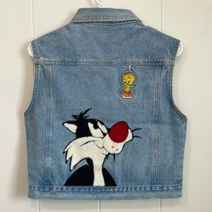 Vintage NWT Warner Bros Looeny Tunes Denim Vest